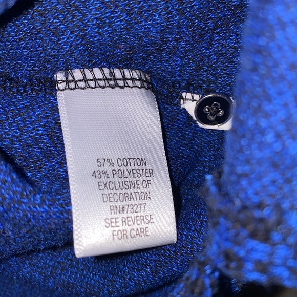 Croft & Barrow XXL Blue Black Wide Collar Shirt Blouse - Picture 10 of 12